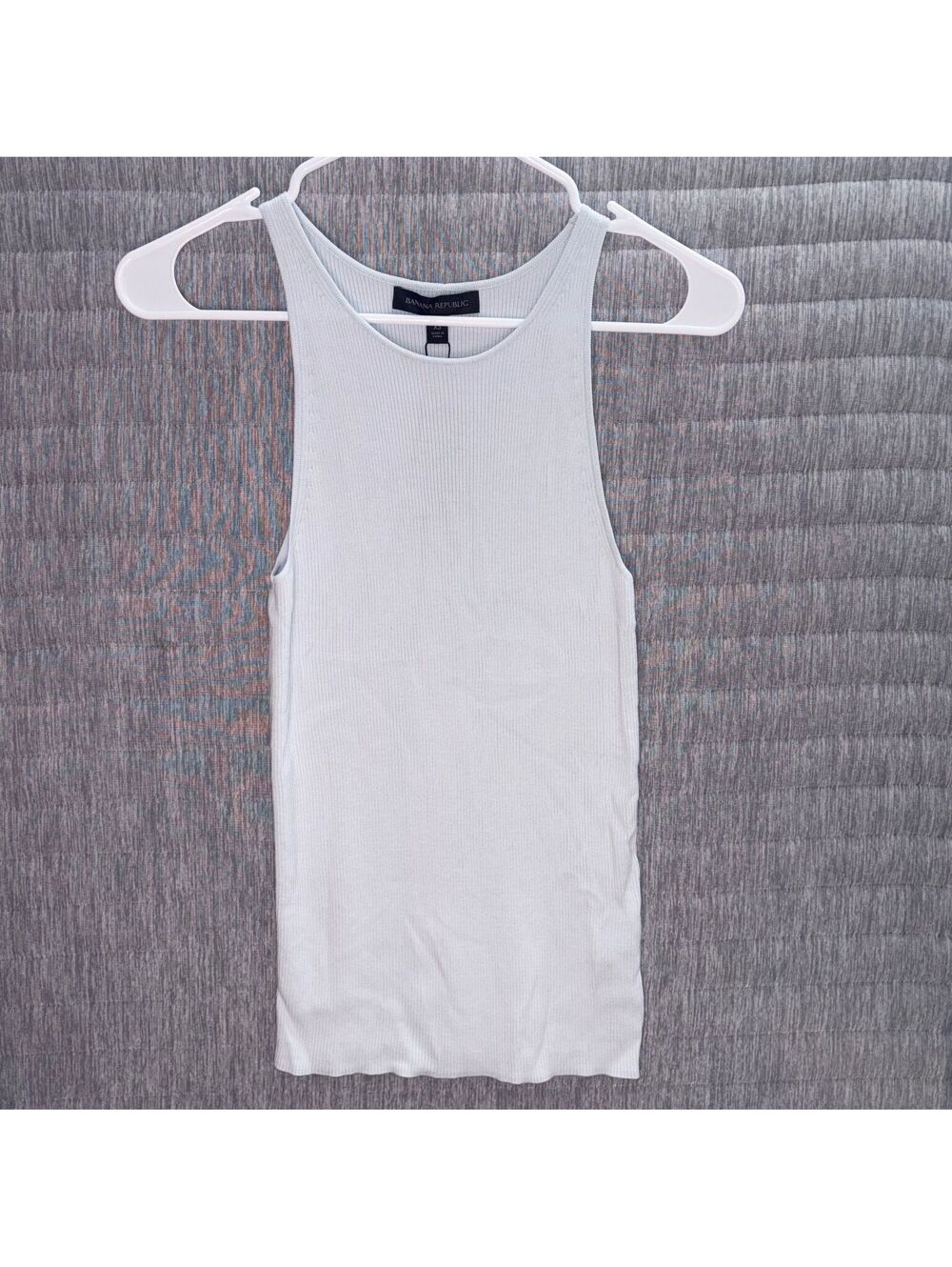 Banana Republic Ribbed Tank Top Sweater Women's XS Light Blue Quiet Luxury NWT